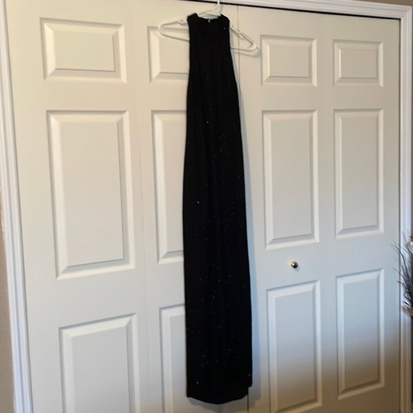 Special Occasion Black Beaded Maxi Halter Top Dress - Picture 1 of 7